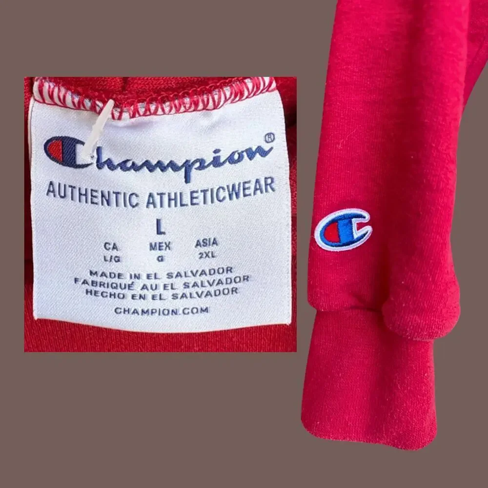 Vintage Champion Hoodie | Stanford, Red, Pullover | Size L